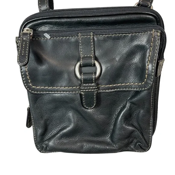 Fossil Womens ZB2840 Black Leather Flap Front Wallet Crossbody Bag - Picture 1 of 13